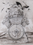 Serie tekeningen in inkt, recent werk.
