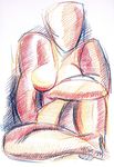 werkstukken van kleiner formaat. aquarellen, krijt-en potloodtekeningen, inkttekeningen. modelstudies reisimpressies