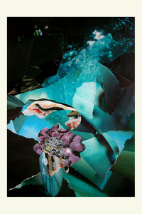 De collages zijn samengesteld uit stukjes geknipt of gescheurd papier uit glossy tijdschriften. Het is werk uit een eerdere periode.