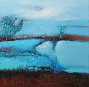 Geabstraheerde landschappen uitgevoerd in mixed-media