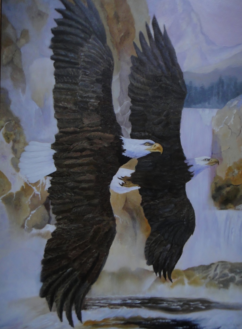 Olieverfschilderij Adellaars in Vogelvlucht.