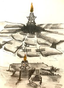 Installatie  van een archeologisch site gebaseerd op een vermeende Keltische handelsnederzetting ter hoogte van Moriaanshoofd, schouwenduiveland, Zeeland