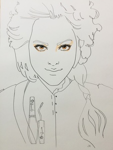 Portrait illustratie in pen en inkt en aquarel