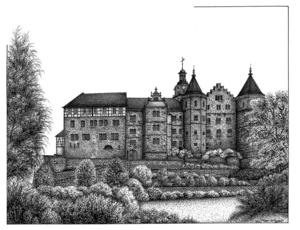 Tekeningen van diverse locaties in Thüringen (Duitsland)