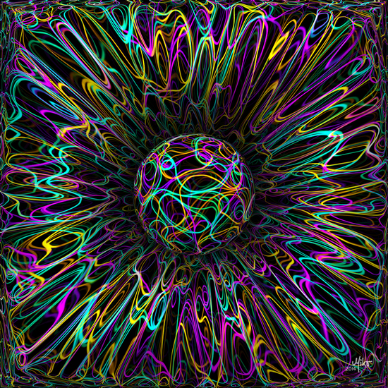 Ball in neon lines