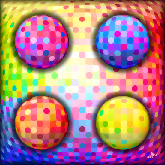 Four circle balls in a square