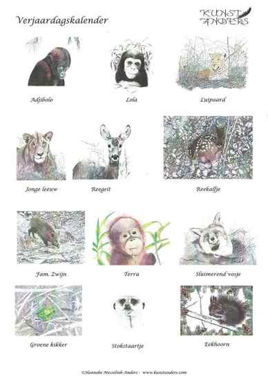 Verjaardagskalender wildlife