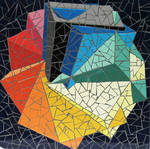 Werk met geometrische figuren. Soms met optische illusie. Perspectief en diepte zijn terugkerende thema's in mijn werk.