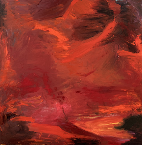 Abstract expressionisme olieverf landschap kleurrijk natuur
