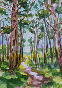 Aquarellen van natuurimpressie of natuurfantasie