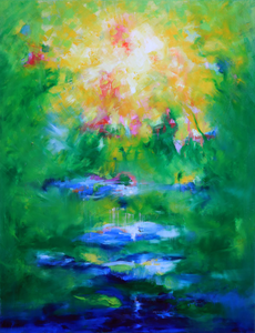 Schilderijen gemaakt puur vanuit mijn innerlijk, dus zonder inspiratie van buitenaf. Vanuit het niets ontstaat er een beeld dat wisselt tussen abstract en figuratief