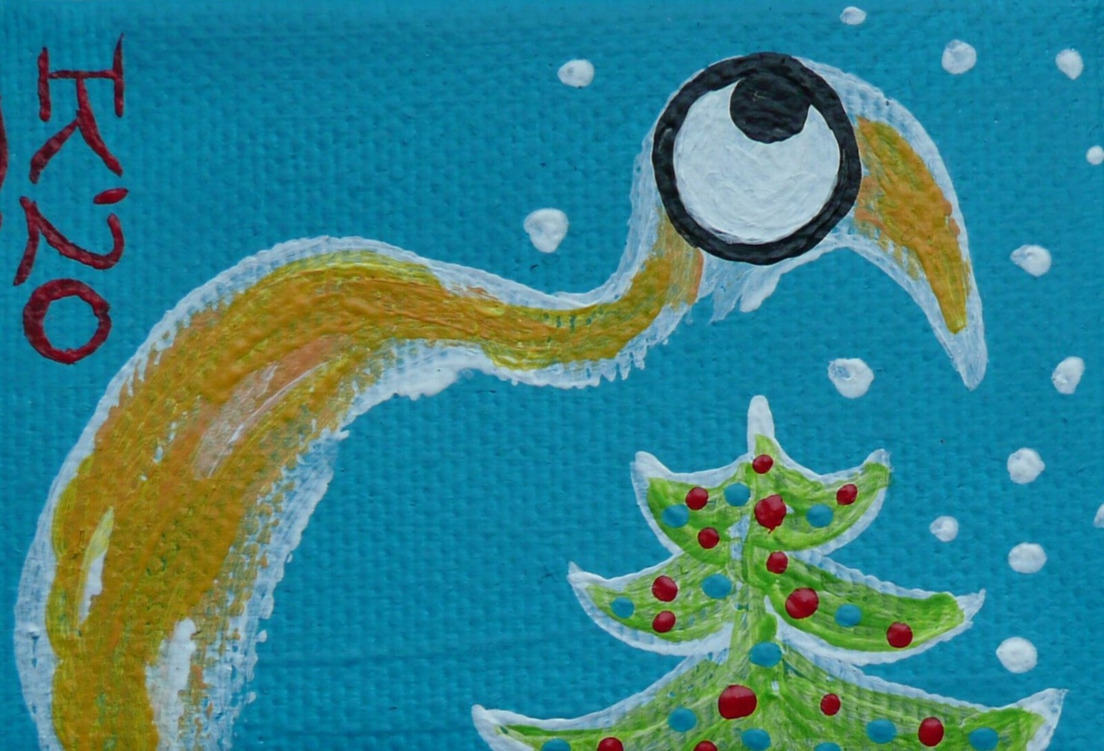 Vogel ziet kerstboom 6