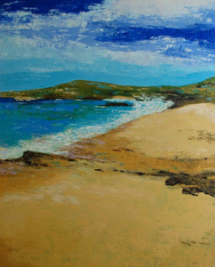Unieke, abstracte en impressionistische landschapsschilderijen van de kust van de Atlantische oceaan bij de Costa Vicentina, Alentejo, Portugal, geschilderd met olieverf en paletmes door Saroja.
Deze serie schilderijen zijn ingelijst. Dit zijn grote canvassen.