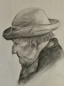 Pastelpotlood, en -krijt, mixed media.