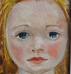 Voor schilderijen van kinderen maak ik gebruik van houtskool en acryl- of olieverf op papier en doek