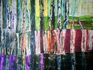 Ritmisch gaan de bomen aan je voorbij. Up tempo vloeien vormen en kleuren in elkaar over. Langzaam aan ontdek je het warme ritme van de blues.
'Rhythm 'n Color' omvat een serie schilderijen en grafisch werk.