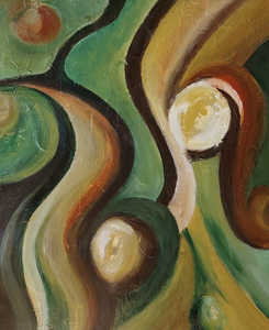 Structuren in de natuur of oude verweerde materialen laten hun schoonheid zien. Soms probeer ik ze te vangen in een abstract schilderij.