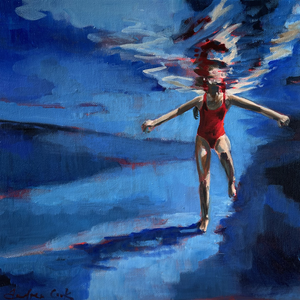 zelf zwem ik graag de hele jaar door buiten in Zeeland en dit is een serie geïnspireerd door de bijzondere licht en kleuren in het water