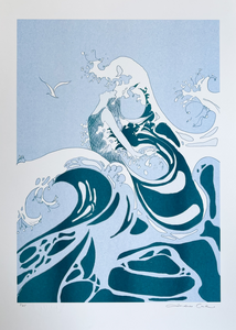 risograph printing is een techniek die het best kan worden omschreven als een 'digitale zeefdruk' van oorsprong uit Japan. Het proces is vergelijkbaar met zeefdruk, maar met behulp van een digitaal stencil voor elke laag.