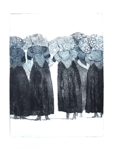 een groep etsen en collagrafieën (meer ook te zien op www.atelier28.etsy.com).