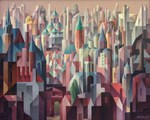 serie van 8 acrylverf schilderijen