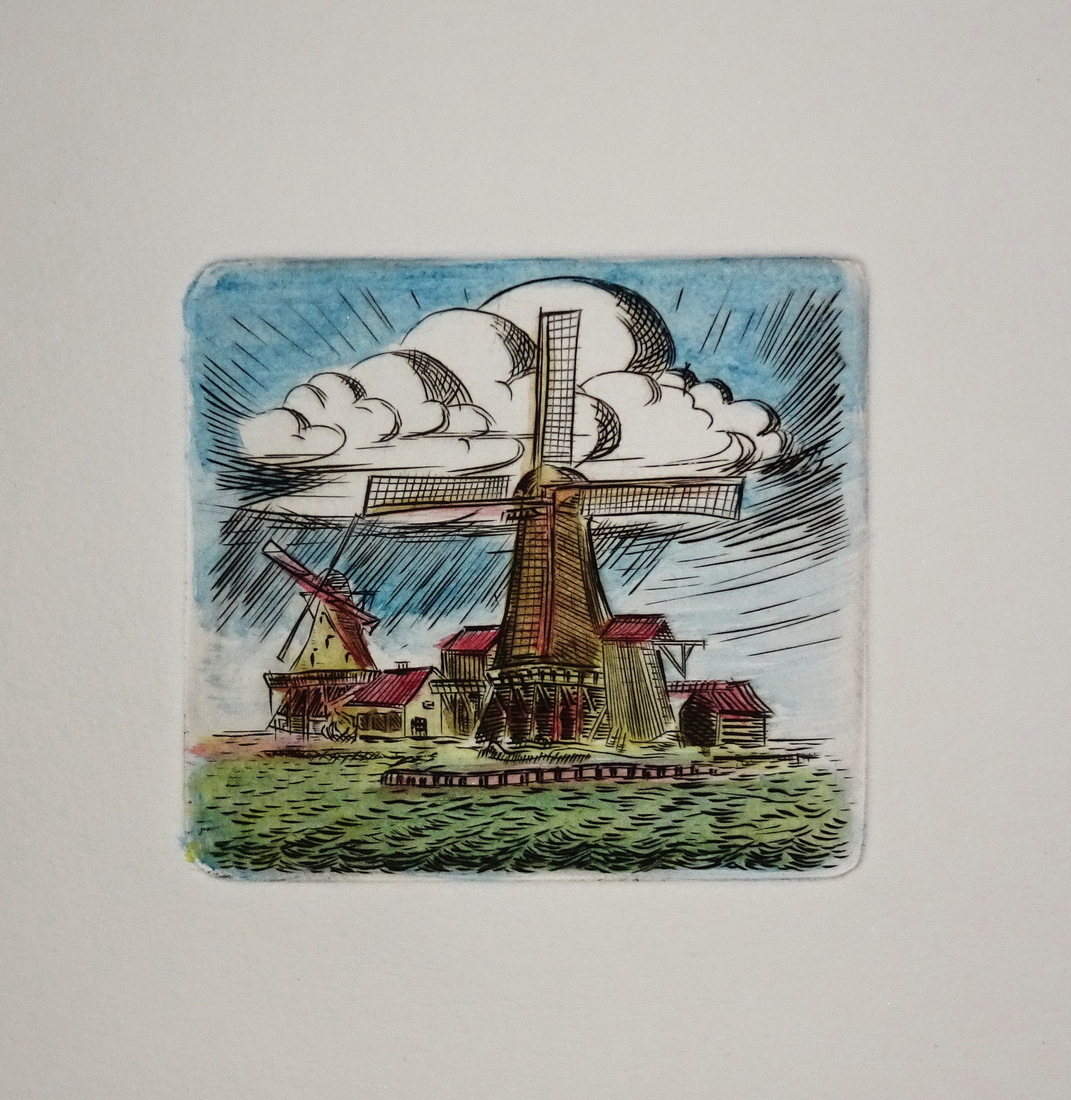 Molens aan de Zaan (ingekleurd)