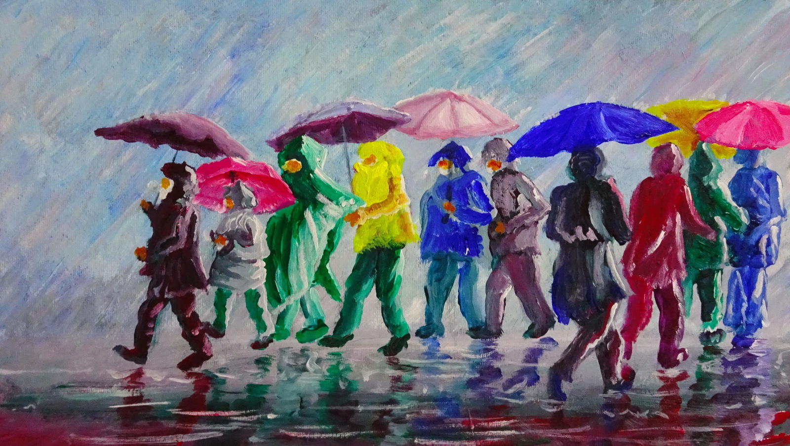 Mensen in regen