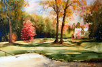 Het kon niet uitblijven dat de passie voor de golfsport zou uitmonden in aquarellen van de door haar bespeelde banen.