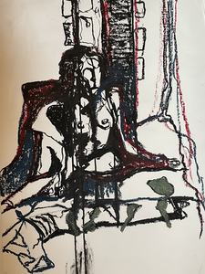 De modeltekeningen zijn gemaakt naar live model, met verschillende materialen op papier.