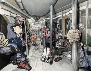 De diorama's zijn crowdscapes in 3d formaat, gemaakt als kijkdoos. Ze zijn gemaakt van (deels uitgeknipte) tekeningen op papier en karton en gemonteerd in een houten kistje.