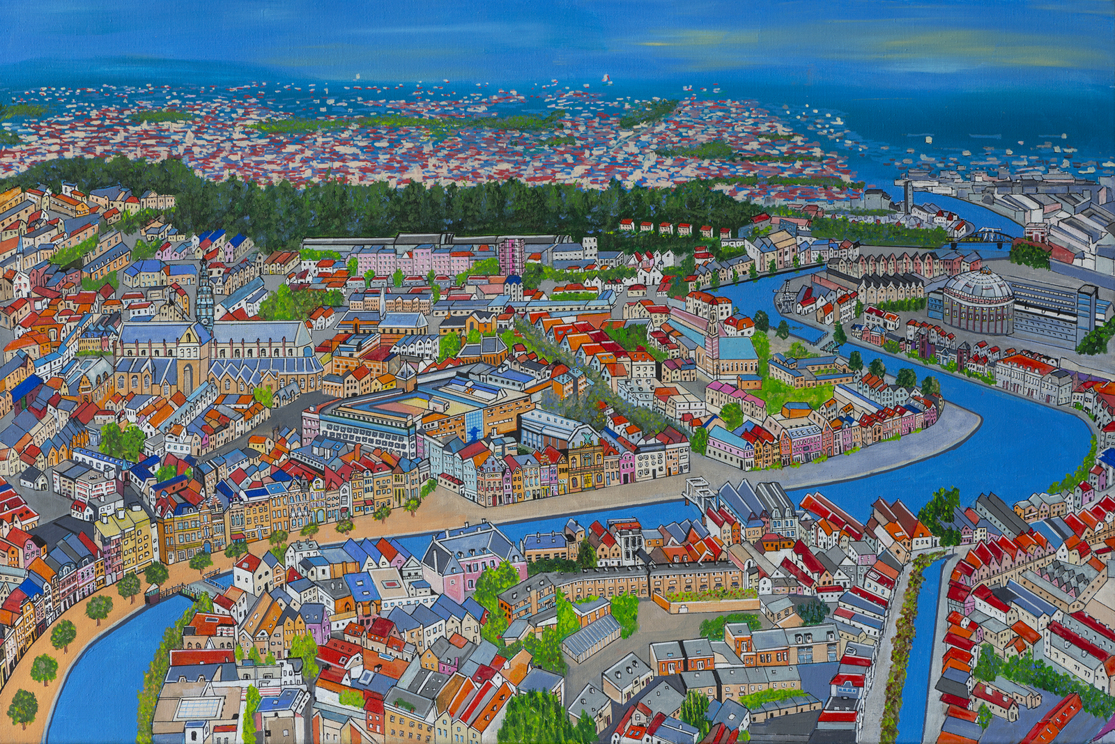 Haarlem en het Spaarne in vogelvlucht