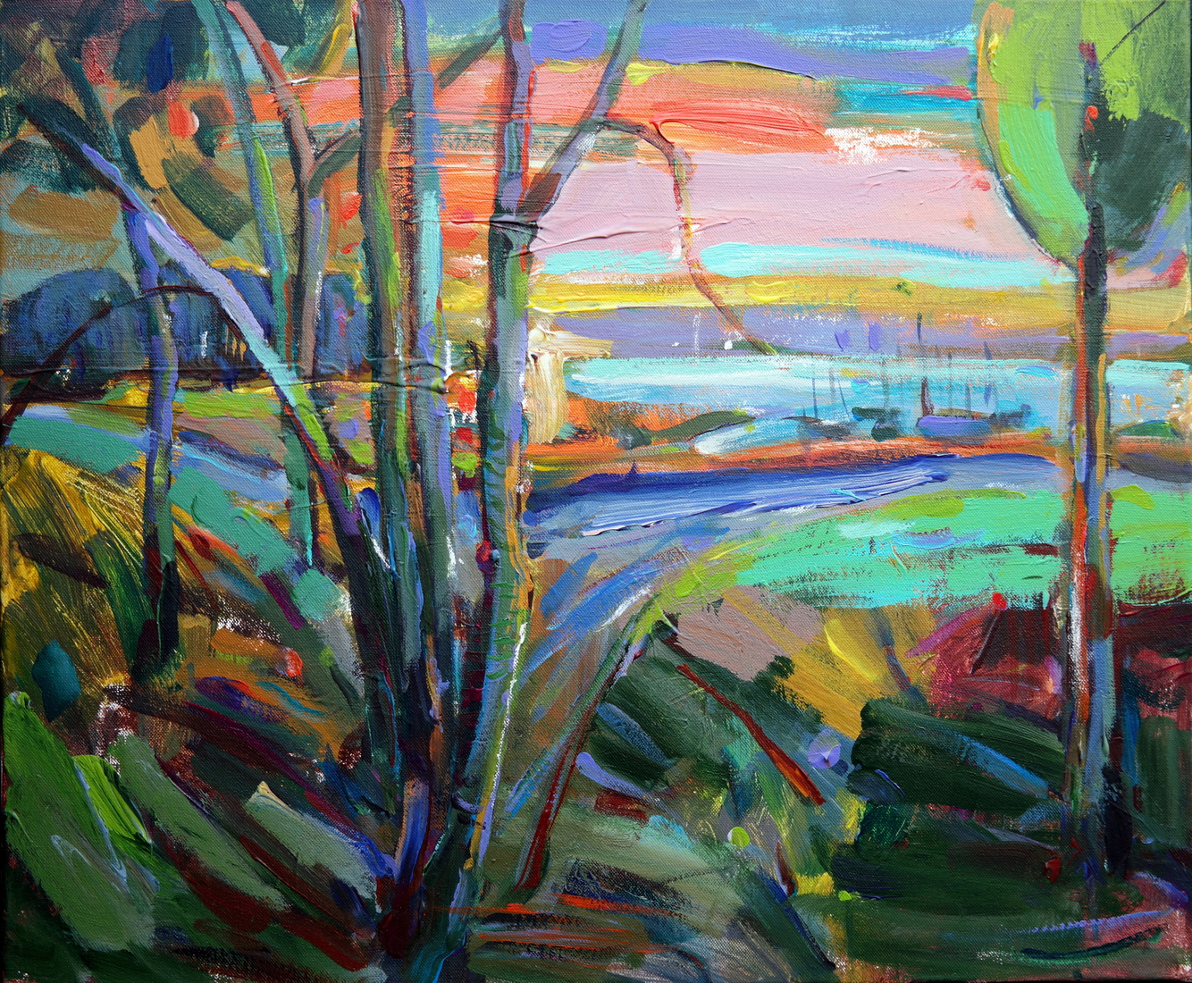 zonsondergangboven 't meer