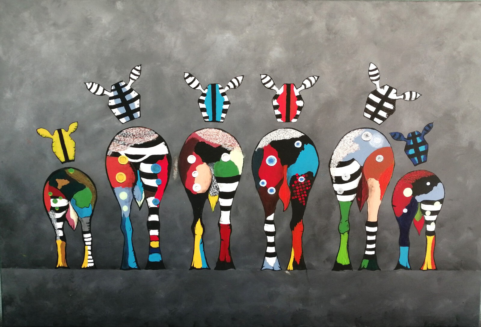 Kleurige zebrapaarden