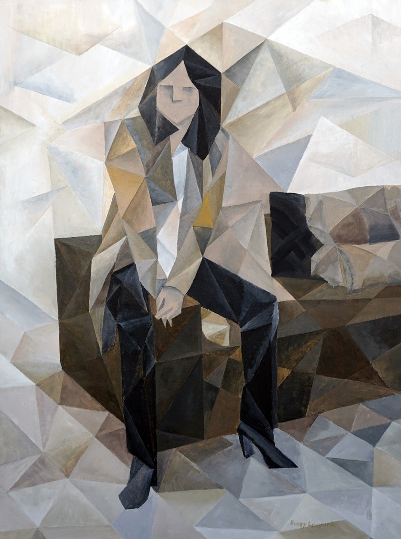 Vrouw zittend op bank