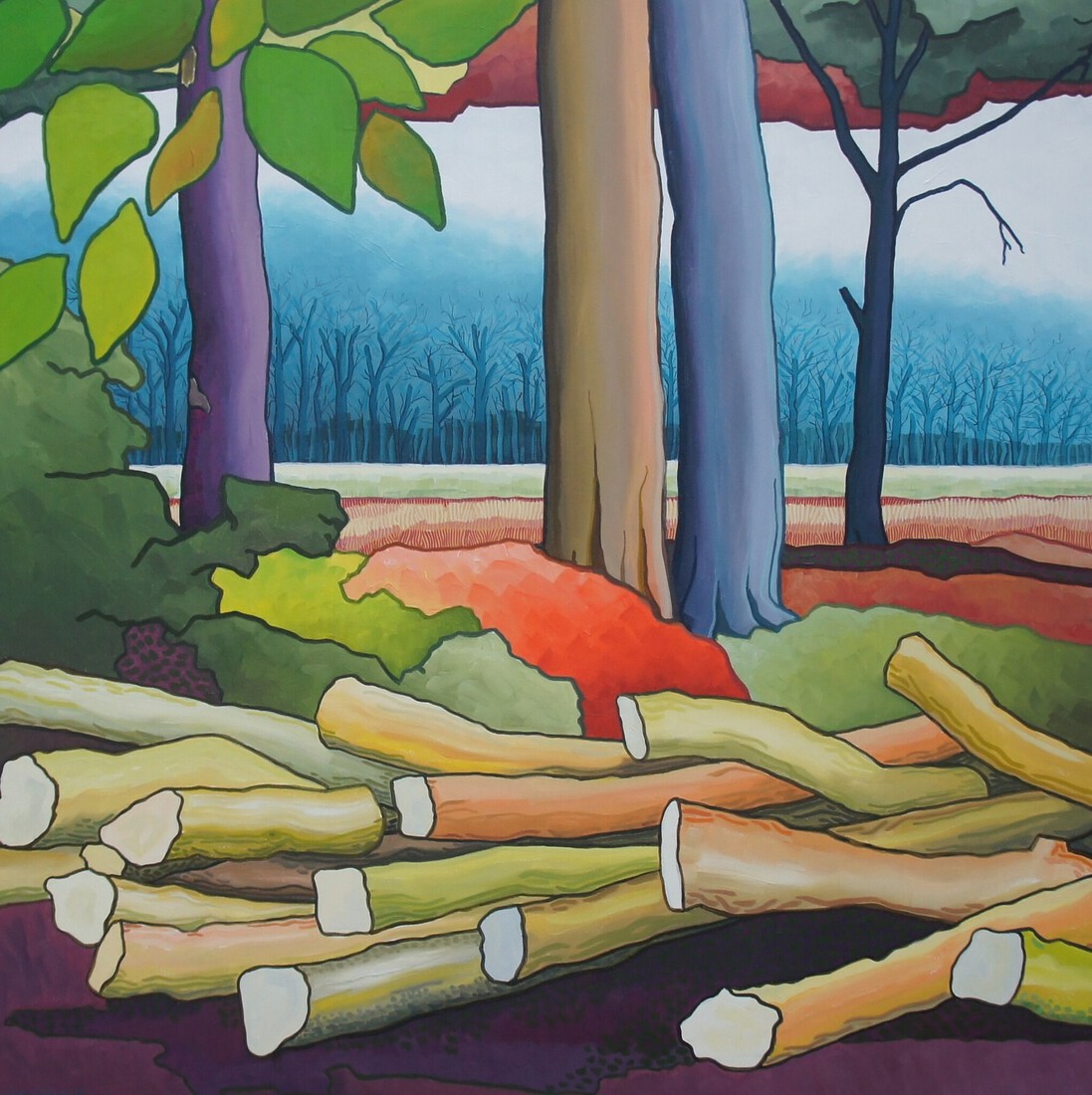 Houtstapel in het bos