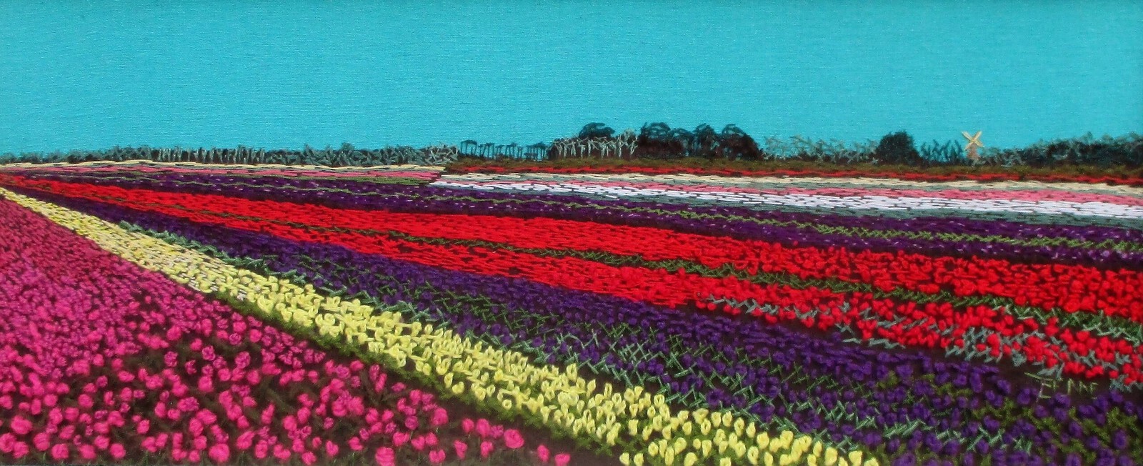 Bollenvelden, roze / geel / paars / rood