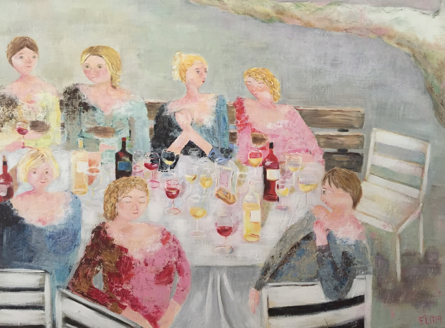 Vriendinnen in de tuin 