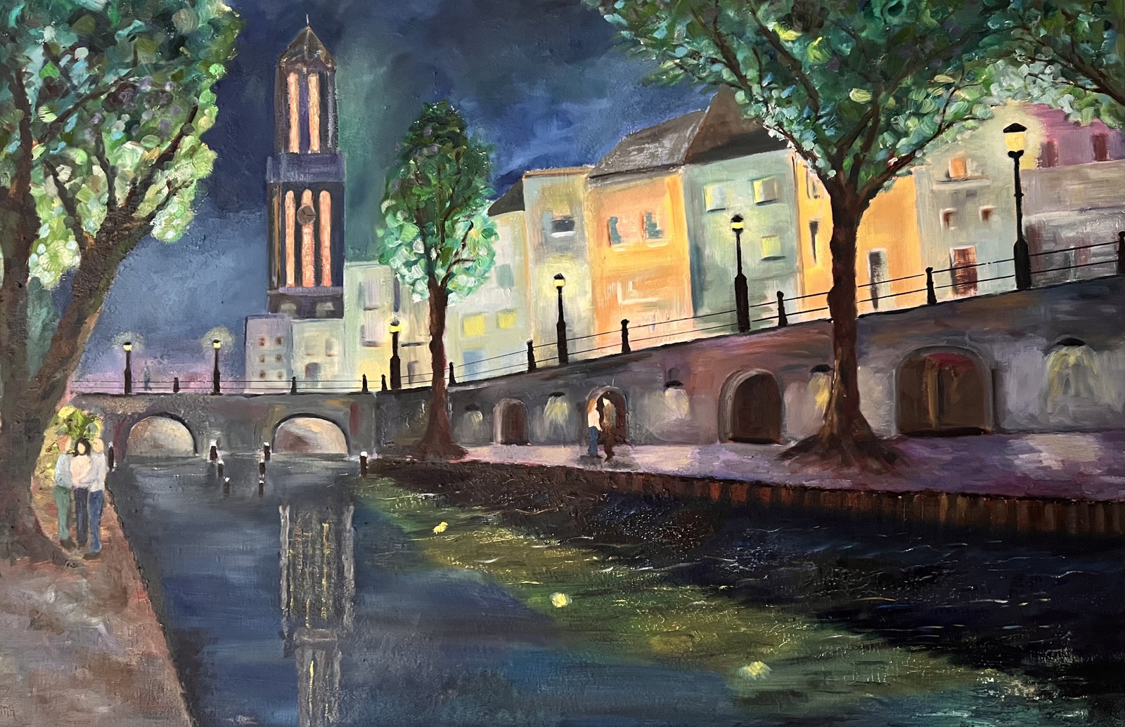 Utrechtse gracht bij nacht 