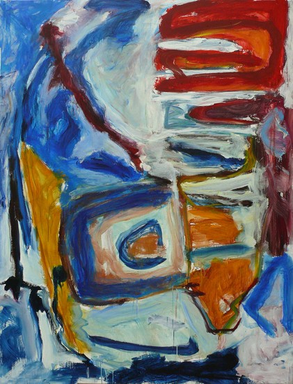 'Des Choses' - een modern, abstract en groot schilderij van Benfo; samen geschilderd door Ben Vollers & Fons Heijnsbroek; te koop