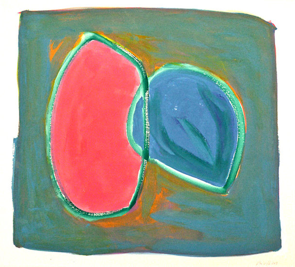 'Twice' - abstract werk op papier 6.353 - * verkocht