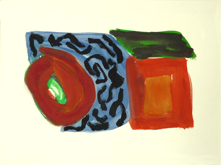 'Rond + Vierkante vormen' - abstracte gouache nr. 6.393 - * gratis kunst / niet meer beschikbaar