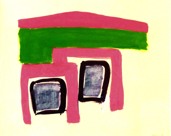 'Dubbel thuis' - gouache met abstracte huis-vormen nr. 6.429 - * gratis kunst / niet meer beschikbaar