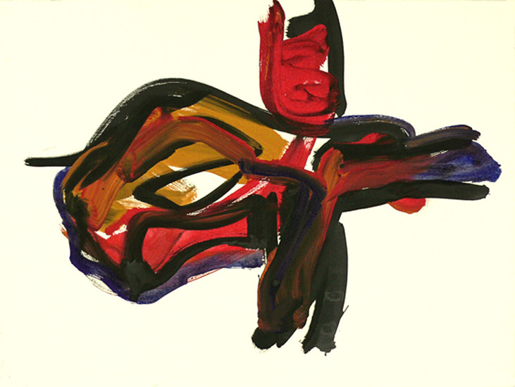 'Cross 3' - een kleurige abstracte gouache op papier nr. 6.508 - * gratis kunst / nog beschikbaar
