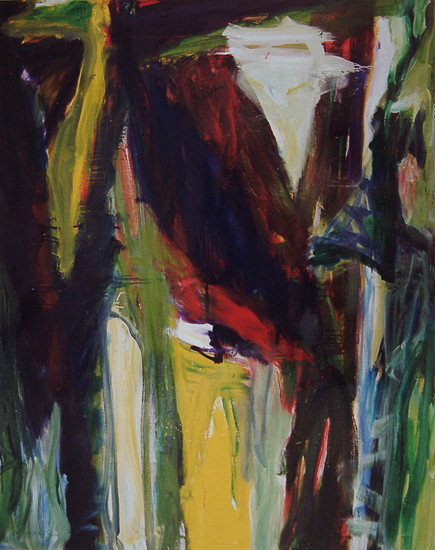 'Bos landschap, Woods' (nr. 4.084) - abstract-expressionistisch schilderij; * Gratis abstracte kunst, niet meer beschikbaar; Fons Heijnsbroek