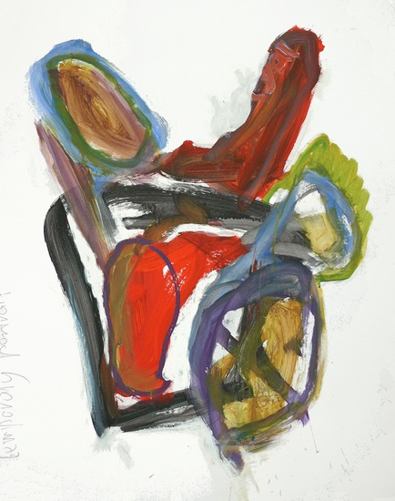 'Tijdelijk portret' - abstract schilderij - werk op papier in acrylverf; niet meer beschikbaar - ​​​​​​Fons Heijnsbroek