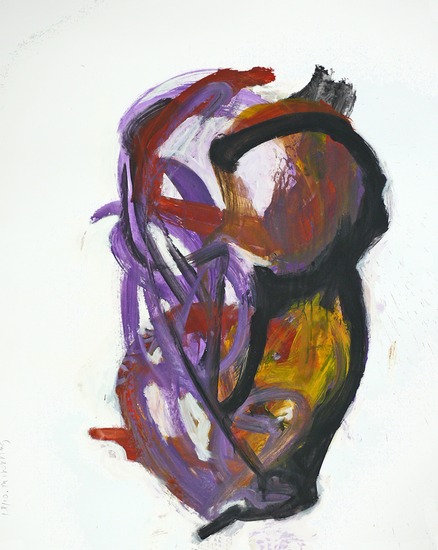 'Spiegelend' - abstract acryl-schilderij, werk op papier; nog beschikbaar - ​​​​​​Fons Heijnsbroek