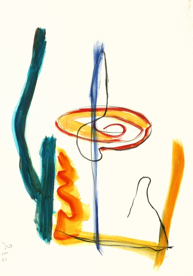 'De zon kust de boom' - abstract op papier; gratis kunst, maar niet meer beschikbaar - wel in digitaal bestand voor art-print, ​​​​​​​Fons Heijnsbroek