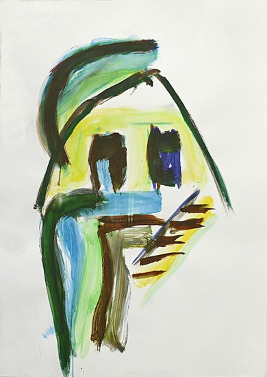 'Buurman's huis' - abstract werk op papier; gratis kunst, maar niet meer beschikbaar - wel in digitaal bestand voor art-print, ​​​​​​​Fons Heijnsbroek