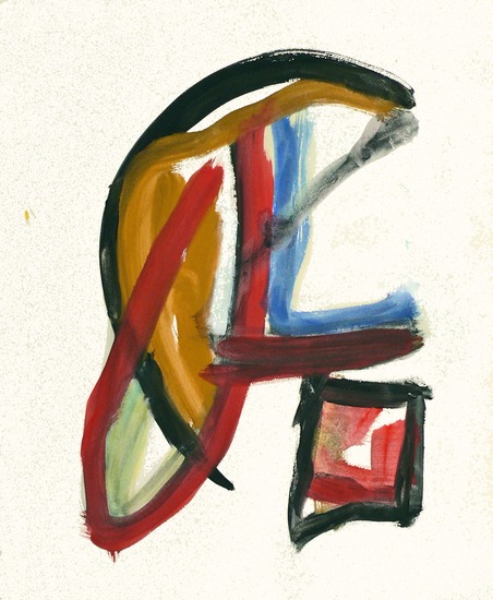'Tree-house 2.' - abstracte gouache op papier - * gratis abstracte kunst /  nog beschikbaar; Fons Heijnsbroek