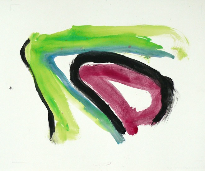 'Open landschap' - abstracte kunst op papier; gouache nr. 6.557 - het werk is niet beschikbaar, Fons Heijnsbroek